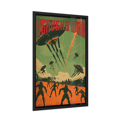 Vintage Sci-Fi Poster - 'Heavens War: Alien Invasion' Retro Battle Scene Framed Posters