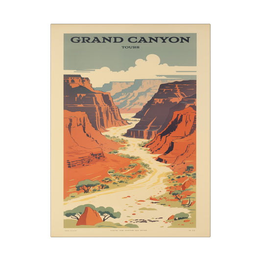 "Vintage Grand Canyon Poster - Scenic Canyon River Tour Retro Travel Art", Classic Stretched Canvas