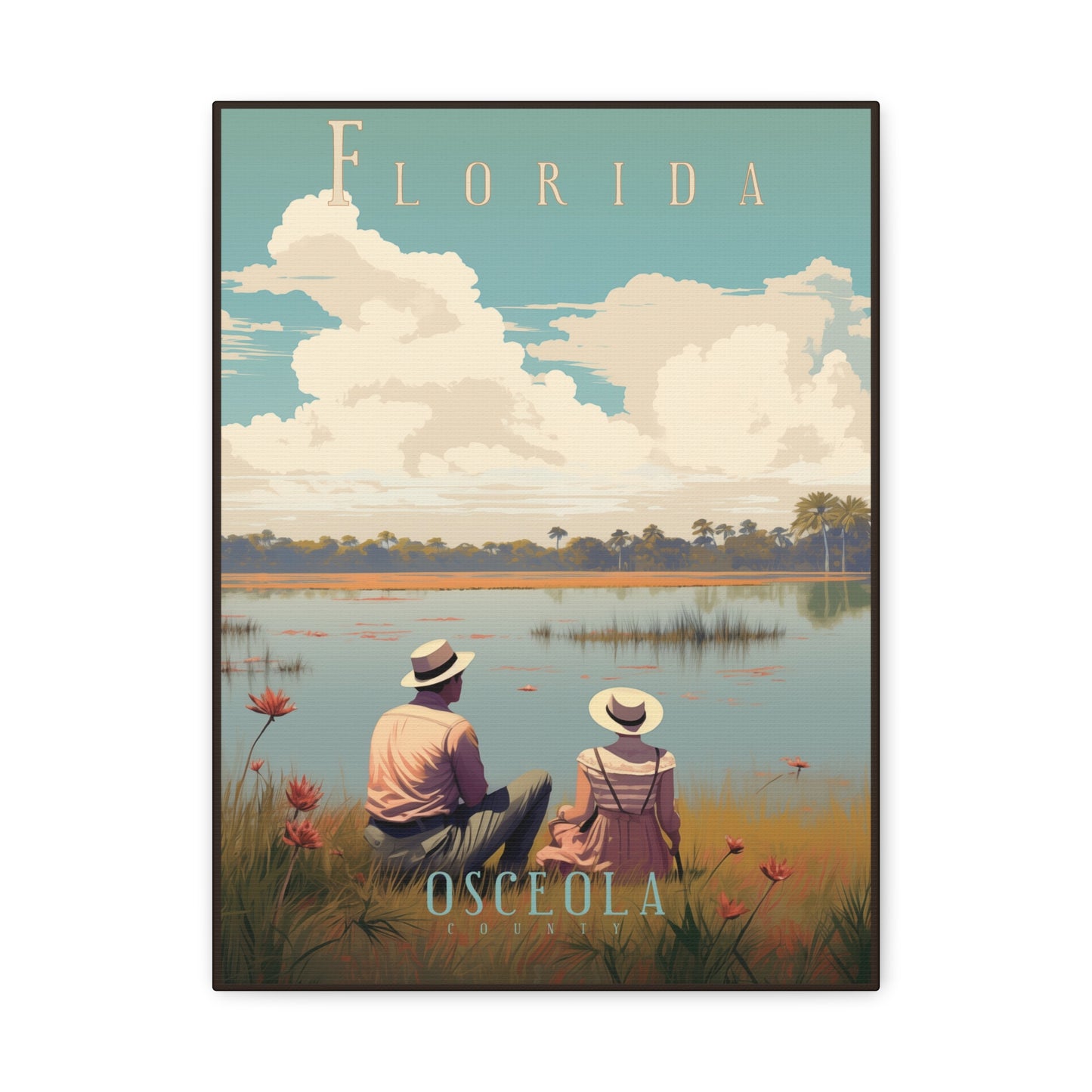 "Vintage Florida Osceola County Poster - Matte Stretched Canvas Wall Art" Matte Canvas, Stretched, 1.25"
