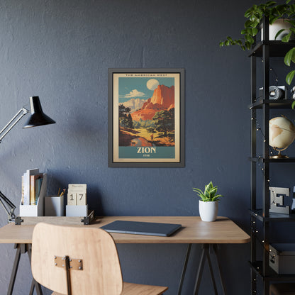 Zion National Park Vintage Travel Poster — Framed Paper Poster