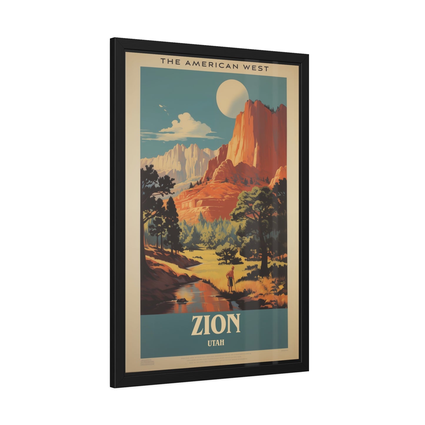 Zion National Park Vintage Travel Poster — Framed Paper Poster