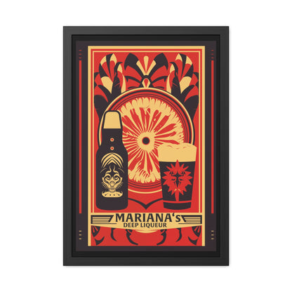 Vintage Art Deco Poster - Mariana's Deep Liqueur - Tropical Flair Framed Posters