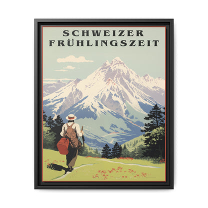 "Swiss Springtime Vintage Poster | Matte Canvas with Black Frame"