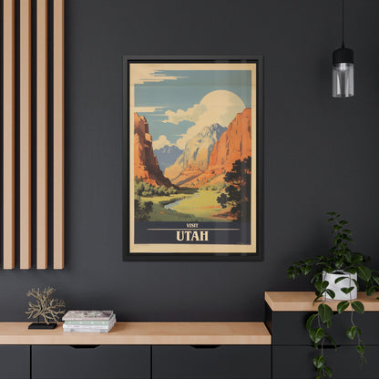 Vintage Utah Poster - Iconic Landscape of Zion National Park Art Print Framed Posters