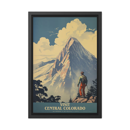 Vintage Colorado Travel Poster - 'Visit Central Colorado' Mountain Adventure Art Framed Posters