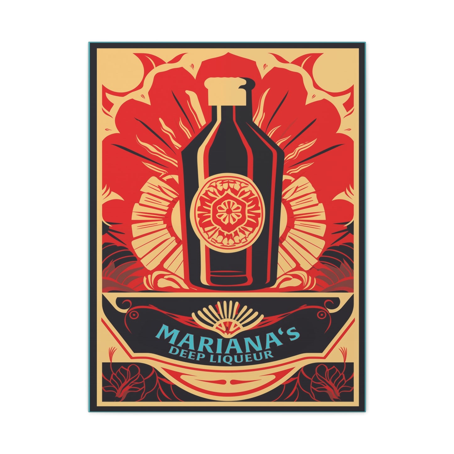 "Vintage Mariana's Deep Liqueur Bottle Poster - Frameless Stretched Matte Canvas Wall Art" Matte Canvas, Stretched, 1.25"