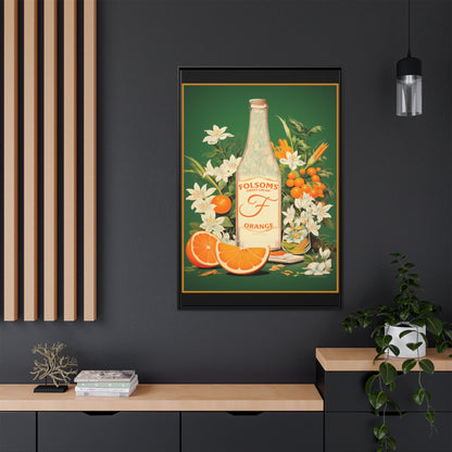"Folsoms Sweet Cream Orange.  – Vintage Citrus and Floral Artwork" Matte Canvas, Black Frame