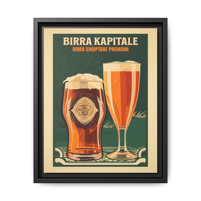 "Birra Kapitale - Albanian Premium Beer Artwork | Matte Canvas with Black Frame"