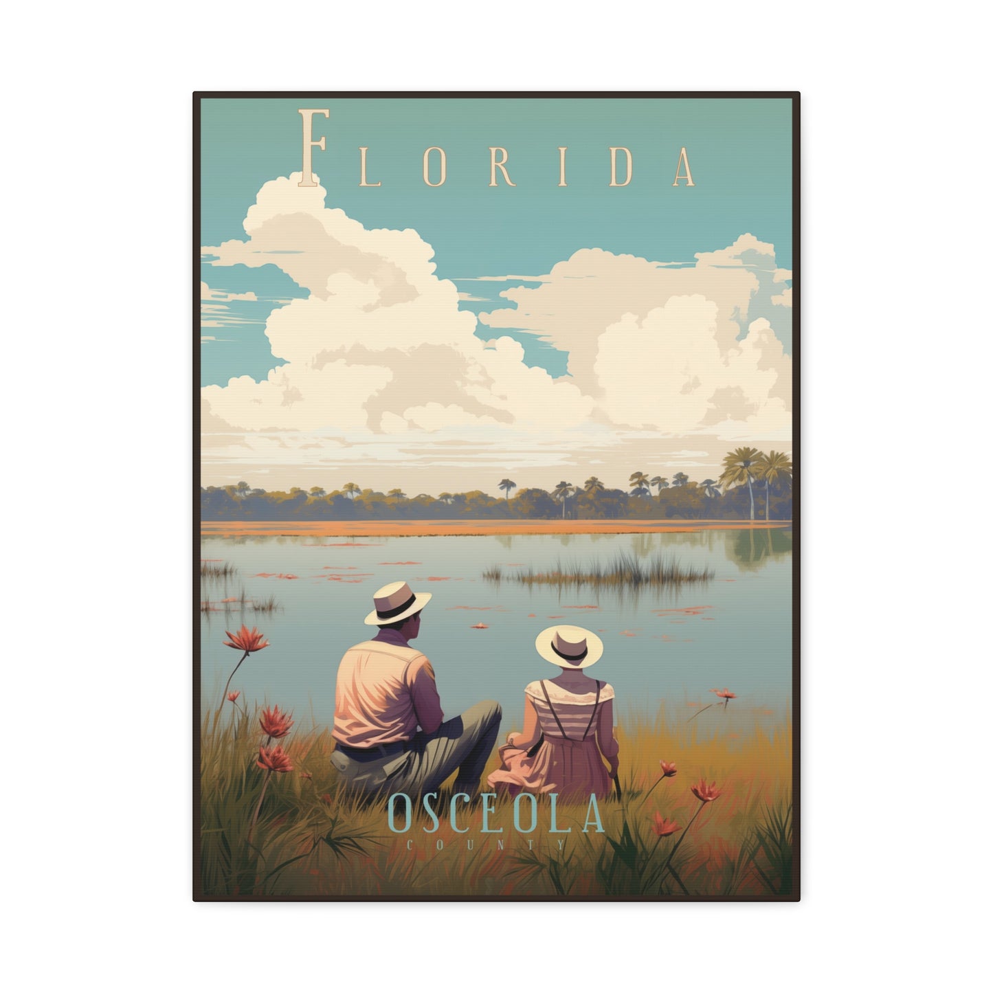 "Vintage Florida Osceola County Poster - Matte Stretched Canvas Wall Art" Matte Canvas, Stretched, 1.25"