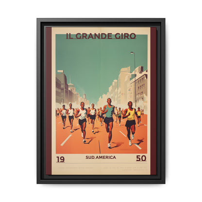 "Il Grande Giro – Vintage South American Marathon Canvas (1950)"Matte Canvas, Black Frame