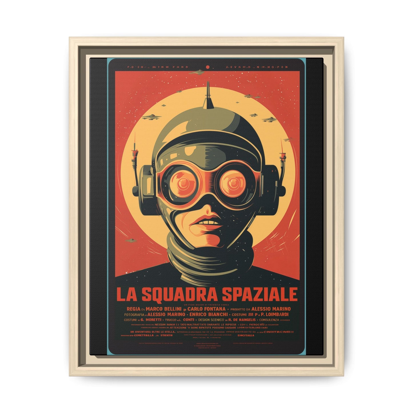 La Squadra Spaziale Retro Space Poster — Matte Framed Canvas