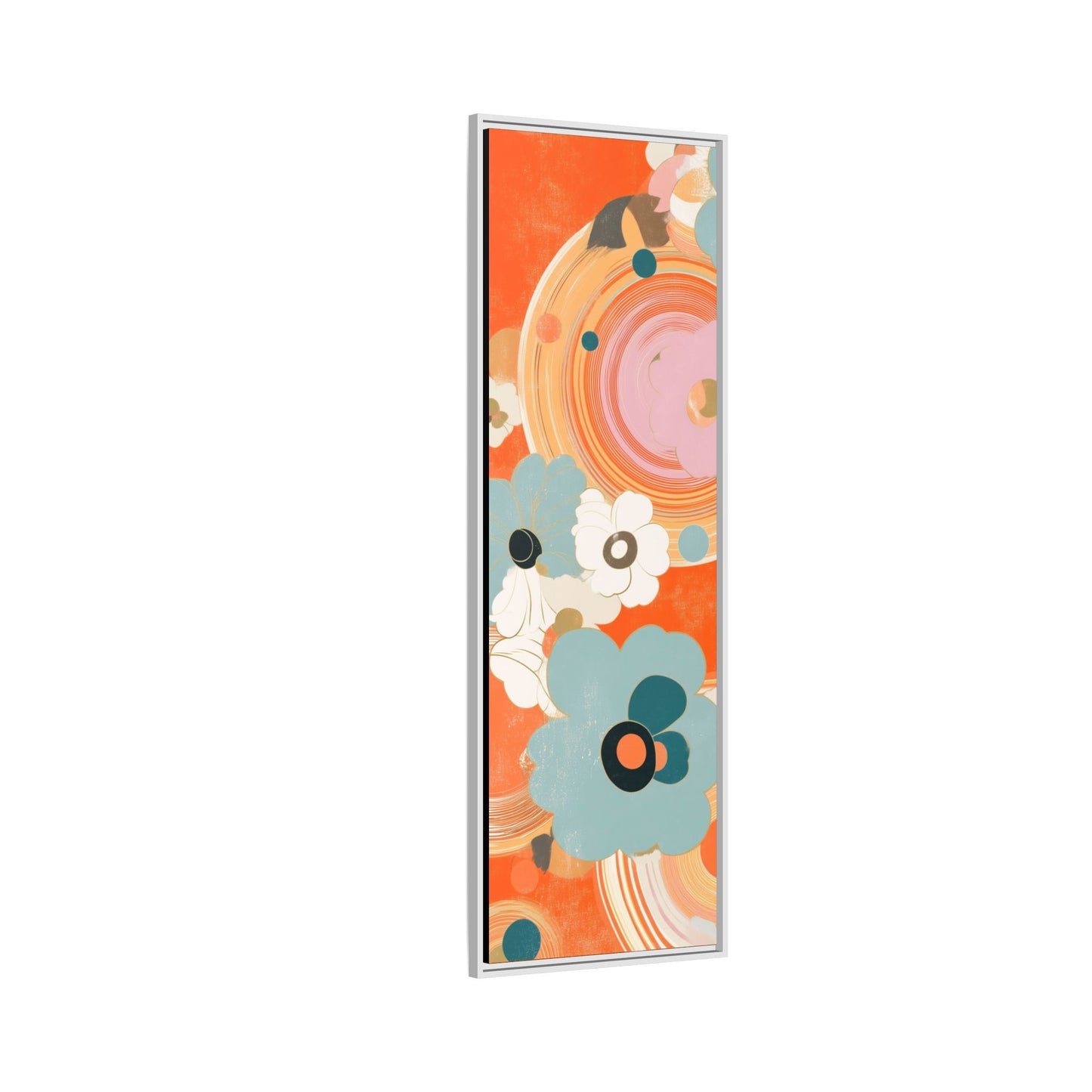 Mid-Century Modern Floral Abstract Canvas Set of 3 — 20×60  (Black, Espresso & White Frames)