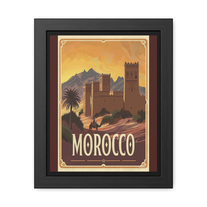 Vintage Morocco Travel Poster — “Golden Desert Evenings” | Framed Wall Art by Vintageanna