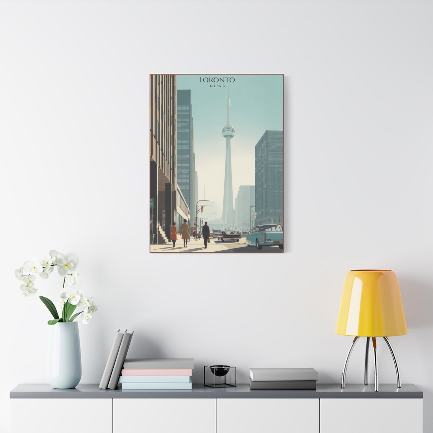 Toronto CN Tower Vintage Cityscape Matte Canvas Print