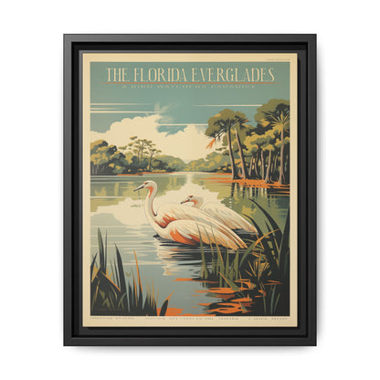 "Vintage Florida Everglades Poster - A Bird Watcher’s Paradise Matte Canvas Wall Art with Black Frame"Matte Canvas, Black Frame