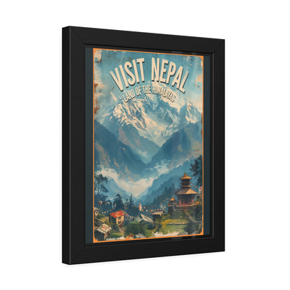 Visit Nepal Vintage Travel Poster — Framed Paper Poster