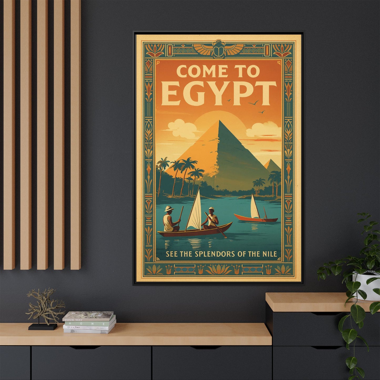 Come to Egypt — Vintage Nile Matte Canvas Print (Framed)