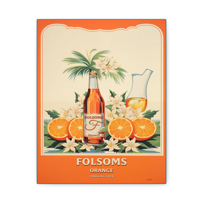 "Vintage Folsom's Orange Sparkling Cider Poster - Matte Canvas Stretched Wall Art" Matte Canvas, Stretched, 1.25"