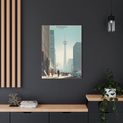 Toronto CN Tower Vintage Cityscape Matte Canvas Print