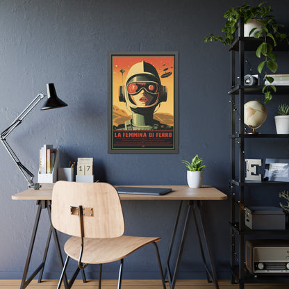 Retro Sci‑Fi Poster — "La Femmina di Ferro" Framed Art Print
