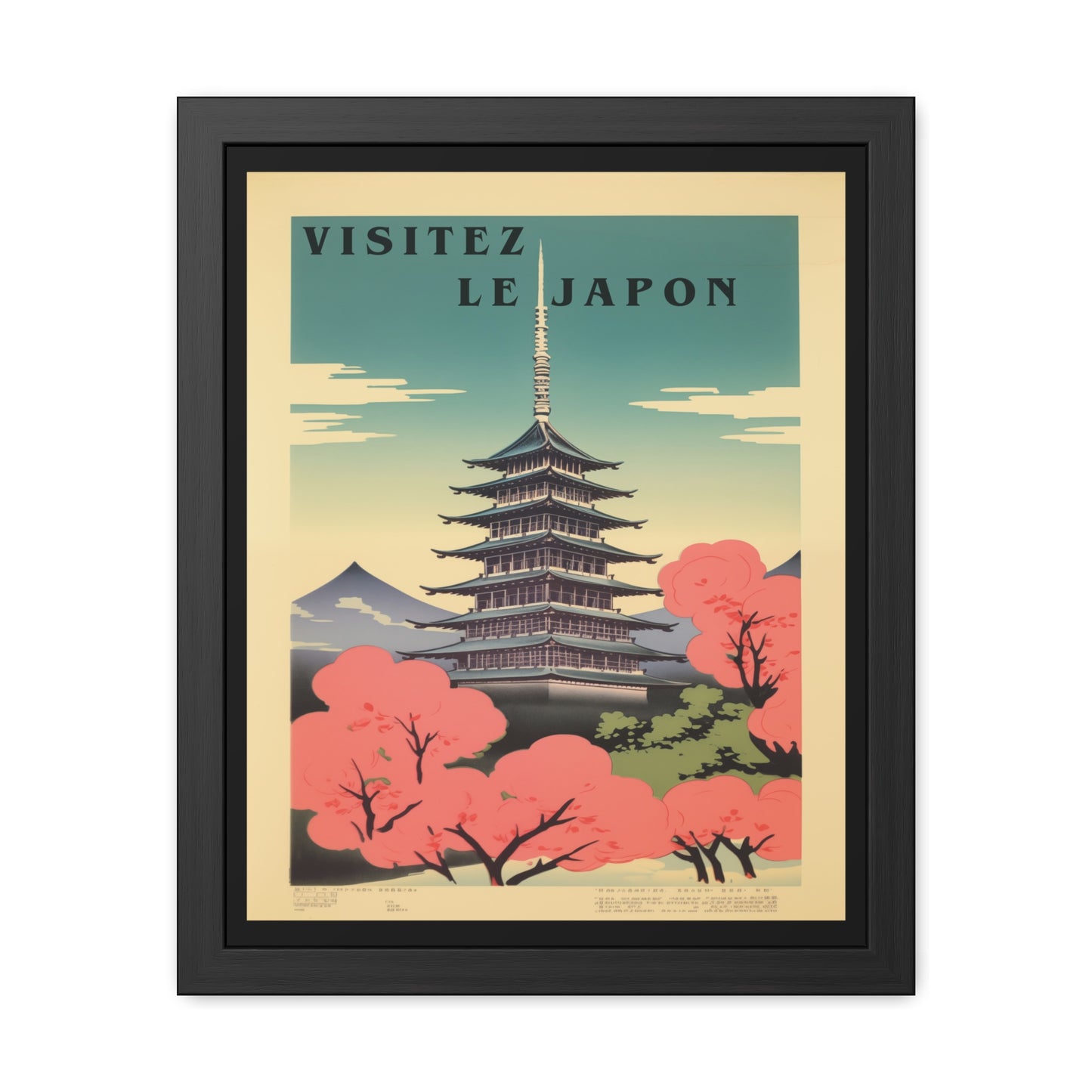 Vintage Japan Travel Poster - 'Visitez Le Japon' (Visit Japan) Pagoda Scene