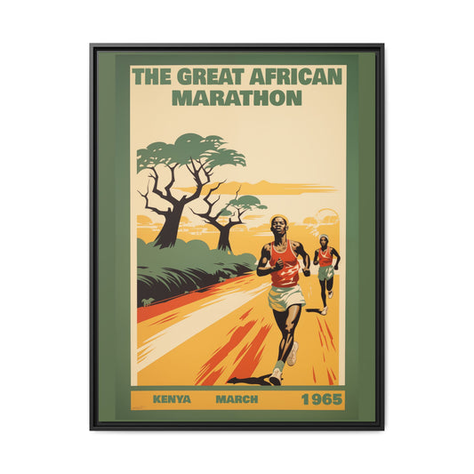 "The Great African Marathon – 1965 Vintage Kenya Canvas" Matte Canvas, Black Frame