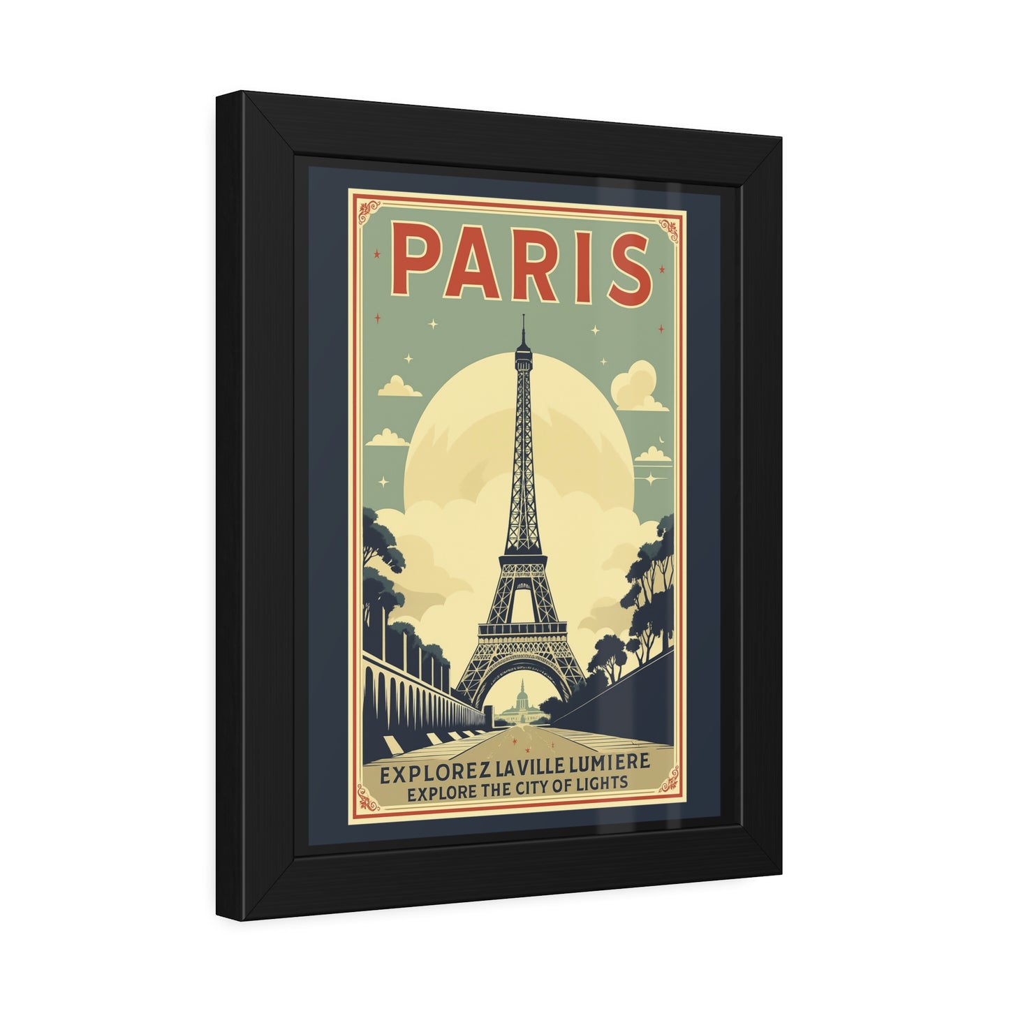Paris Travel Poster Framed Print — Explorez La Ville Lumière Vintage Wall Art