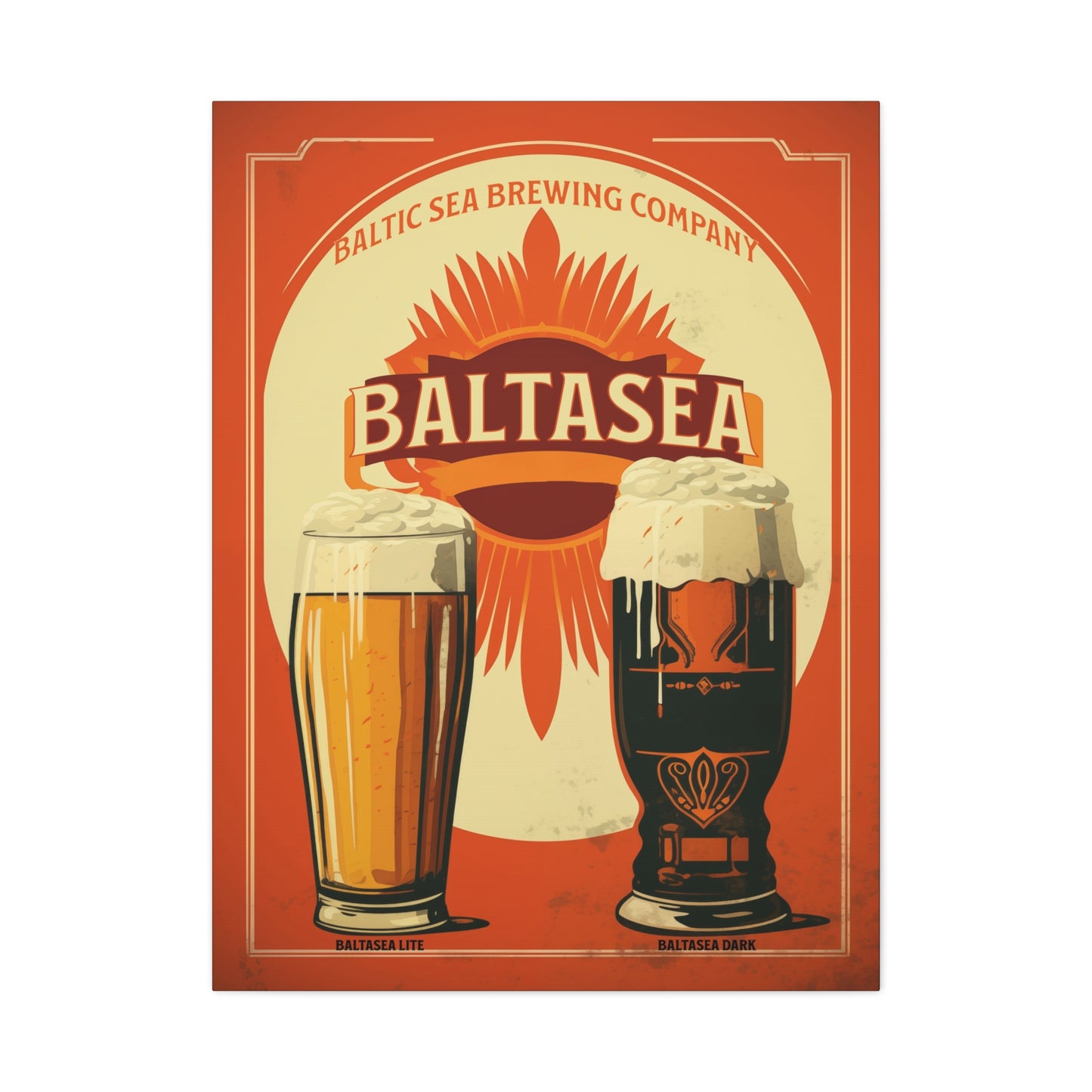 "Vintage Baltasea Brewing Poster - Baltic Sea Brewing Company Frameless Stretched Matte Canvas" Matte Canvas, Stretched, 1.25"