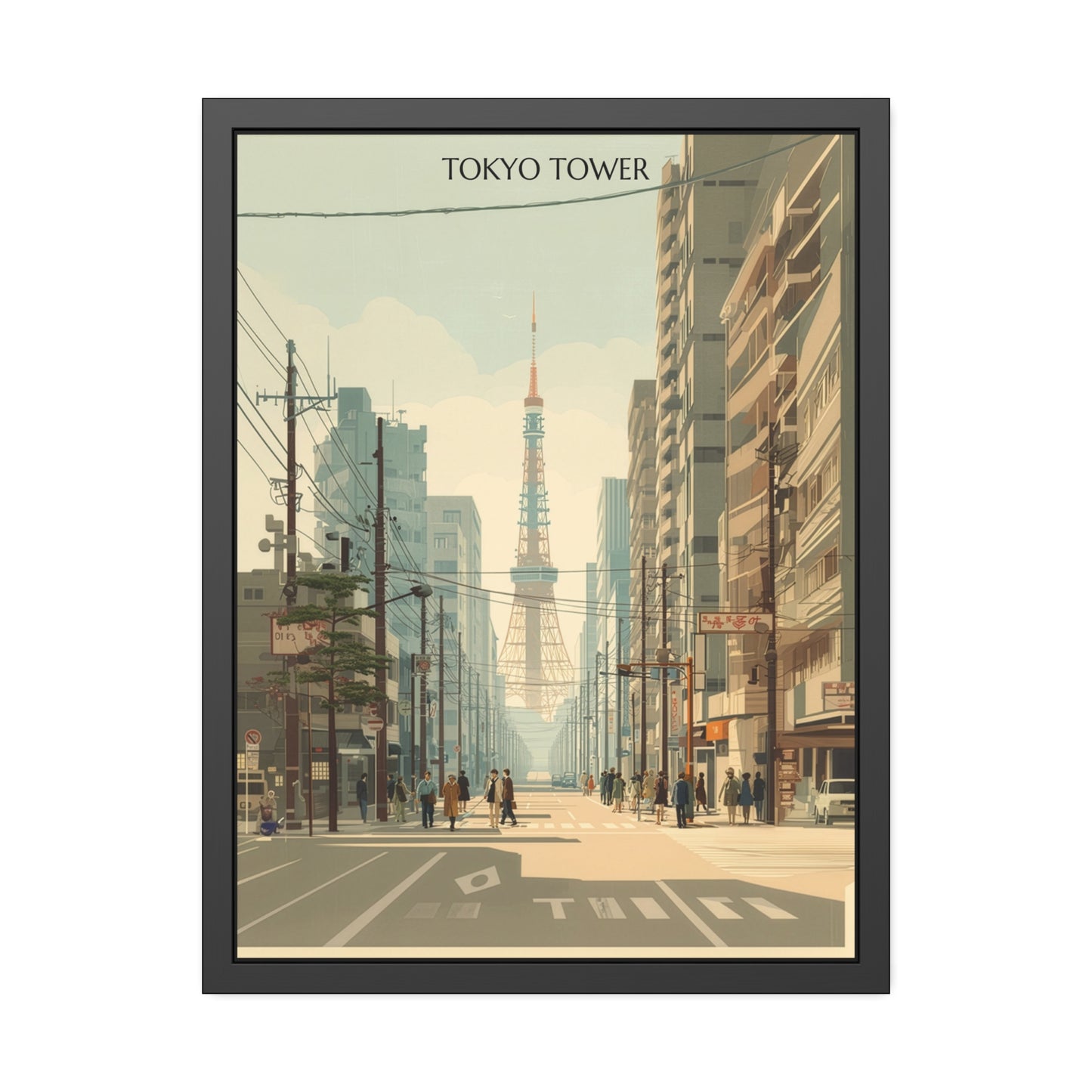 Tokyo Tower Framed Poster — Vintage Cityscape Wall Art