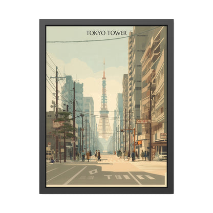 Tokyo Tower Framed Poster — Vintage Cityscape Wall Art