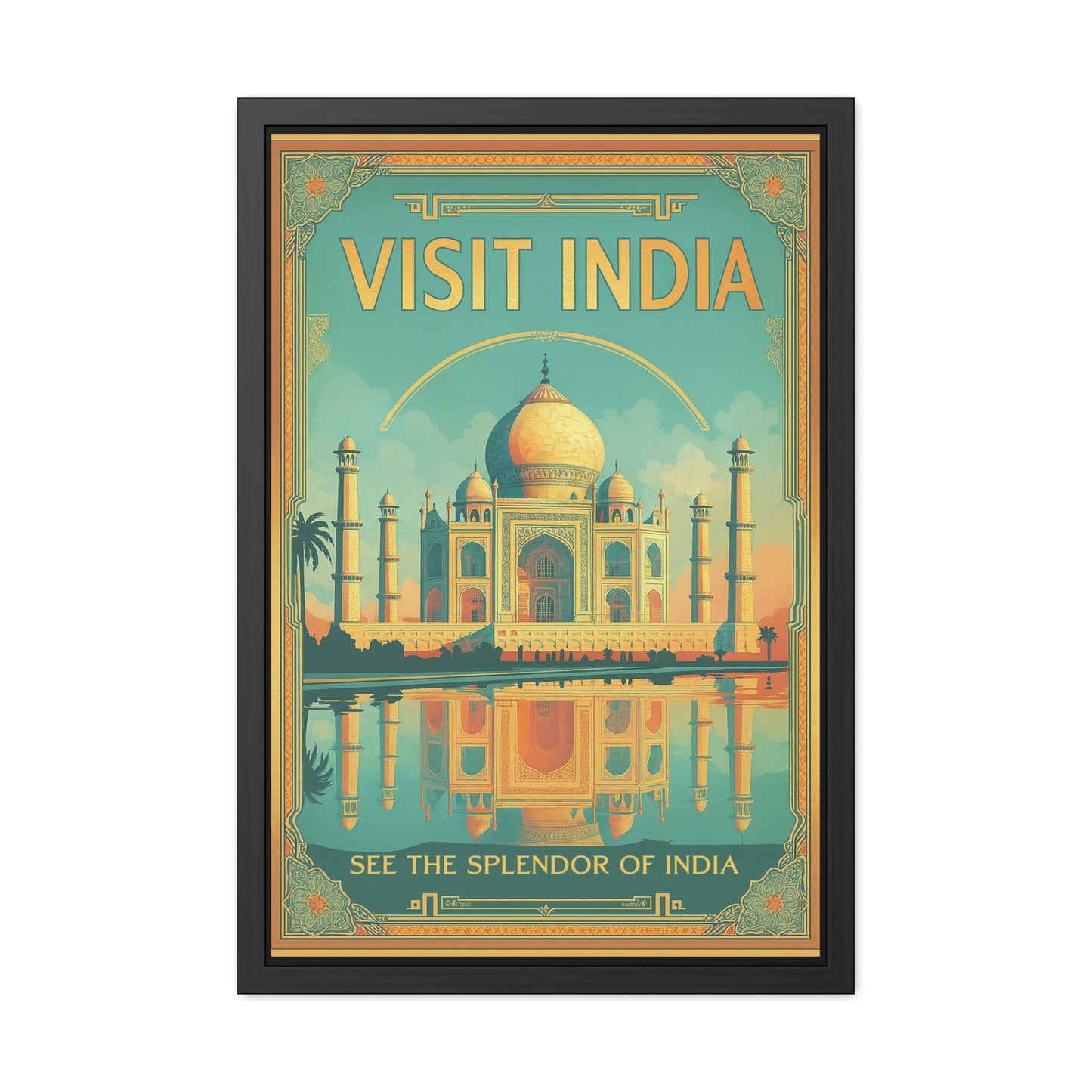 Vibrant Visit India Framed Poster — Wanderlust Travel Art by Vintageanna_M