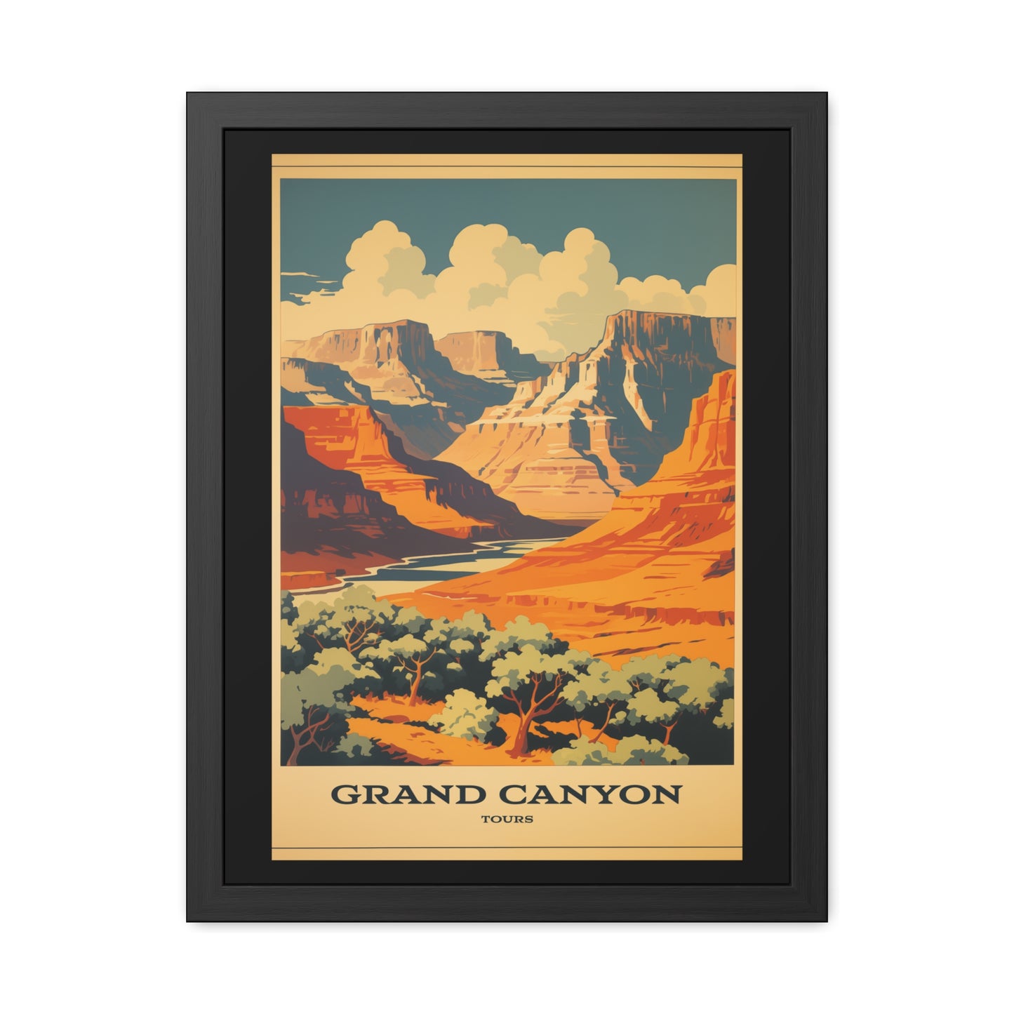 Vintage Grand Canyon Poster - Iconic Canyon Landscape Retro Travel Art Framed Posters