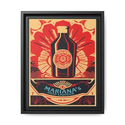 "Vintage Mariana's Deep Liqueur Bottle Poster - Matte Canvas Wall Art with Black Frame" Matte Canvas, Black Frame