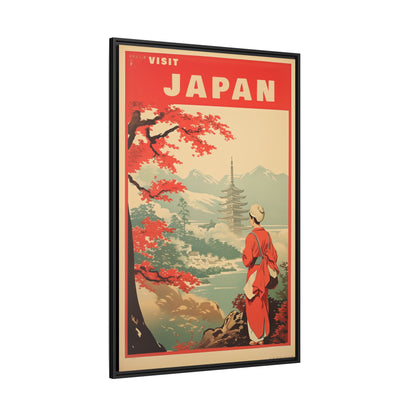 Visit Japan Vintage Travel Poster Matte Canvas Print (Framed)