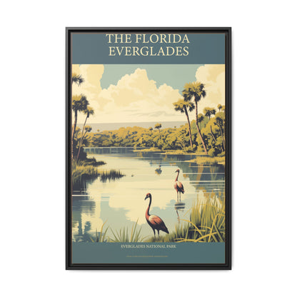 "Vintage Florida Everglades National Park Poster - Matte Canvas Wall Art with Black Frame" Matte Canvas, Black Frame