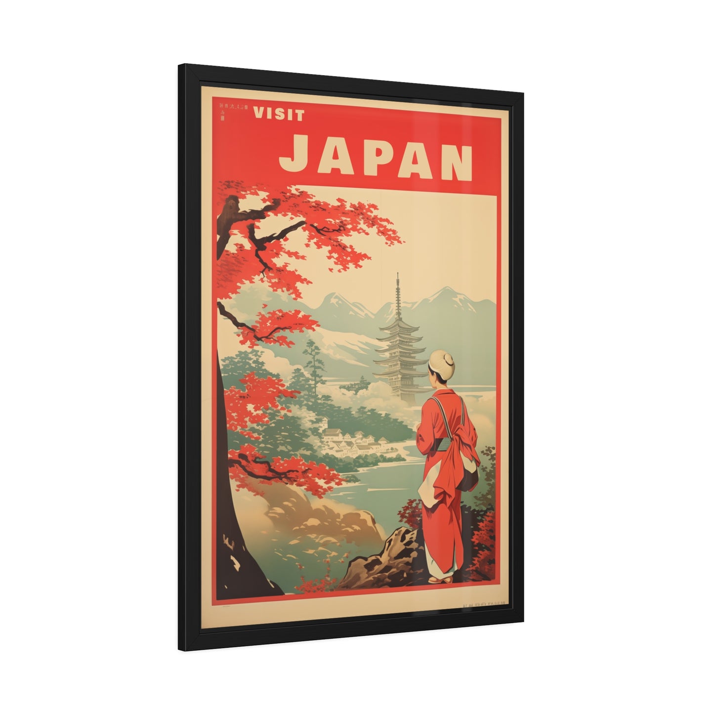 Visit Japan Vintage Travel Poster — Framed Paper Poster