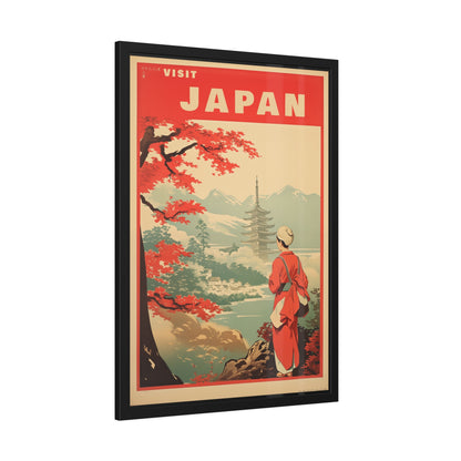 Visit Japan Vintage Travel Poster — Framed Paper Poster