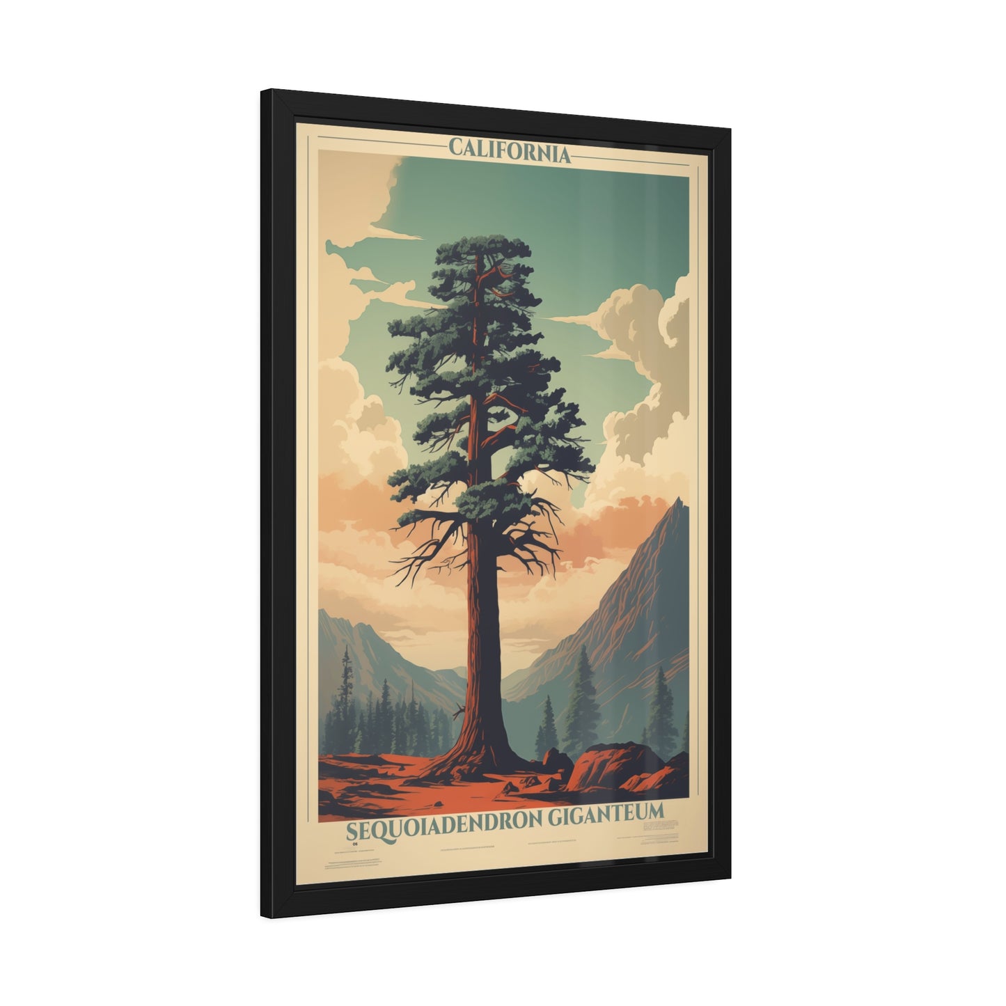 Framed Poster — Vintage California Sequoia Tree Print