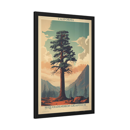 Framed Poster — Vintage California Sequoia Tree Print