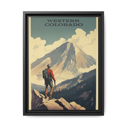 "Vintage Western Colorado Adventure Poster - Matte Canvas Wall Art with Black Frame" Matte Canvas, Black Frame