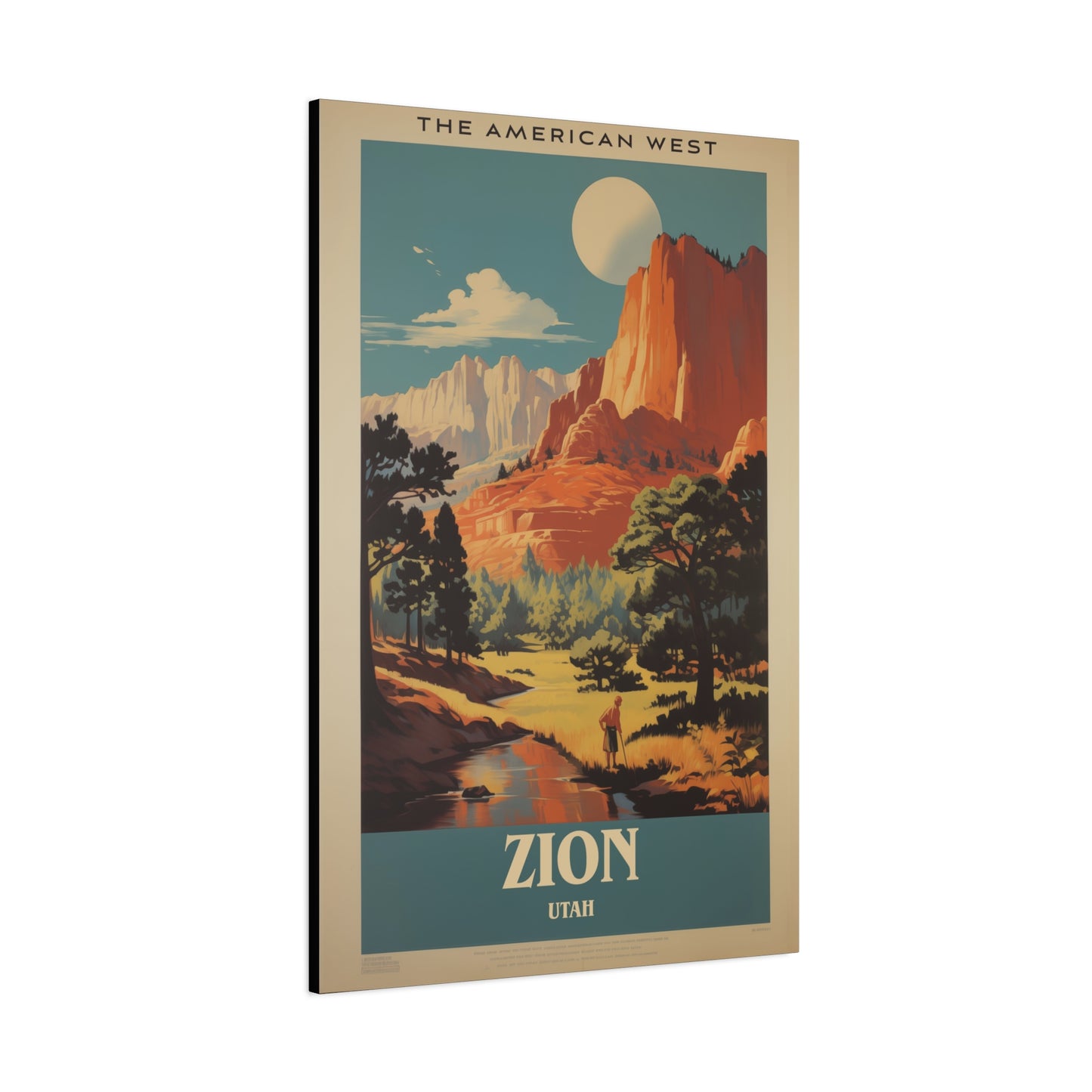 "Vintage Zion National Park Poster - The American West Matte Stretched Canvas" Matte Canvas, Stretched, 1.25"