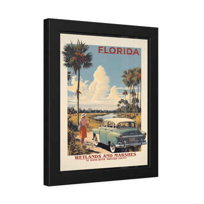 Florida Vintage Travel Poster Framed Print — "Wetlands and Marshes" Retro Wall Art