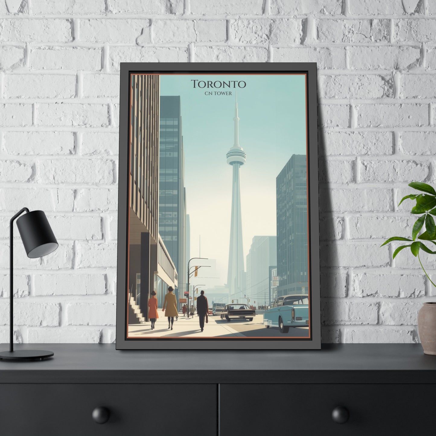 Toronto CN Tower Framed Poster — Vintage Cityscape Wall Art