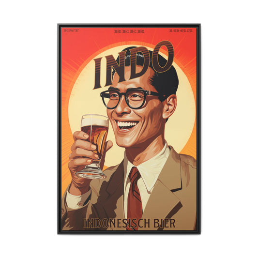 "Vintage Indo Beer Poster - Indonesisch Bier 1965 Matte Canvas Wall Art with Black Frame" Matte Canvas, Black Frame