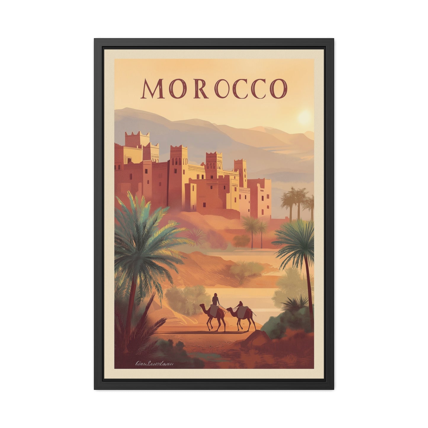 Morocco Travel Poster — Framed Vintage Desert Wall Art_M