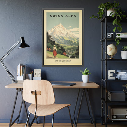 Swiss Alps Vintage Travel Poster Framed Print