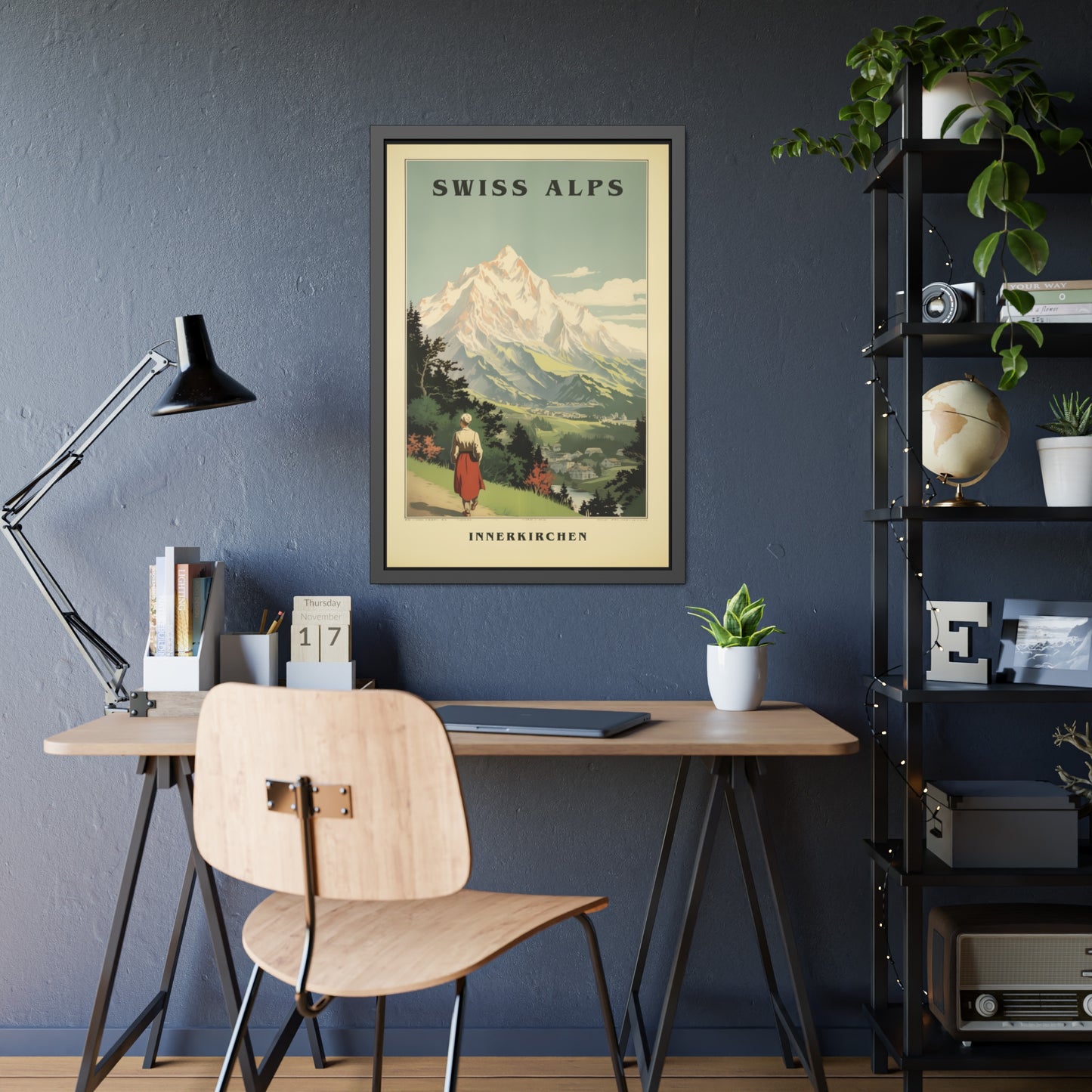 Swiss Alps Vintage Travel Poster Framed Print