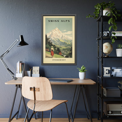 Swiss Alps Vintage Travel Poster Framed Print