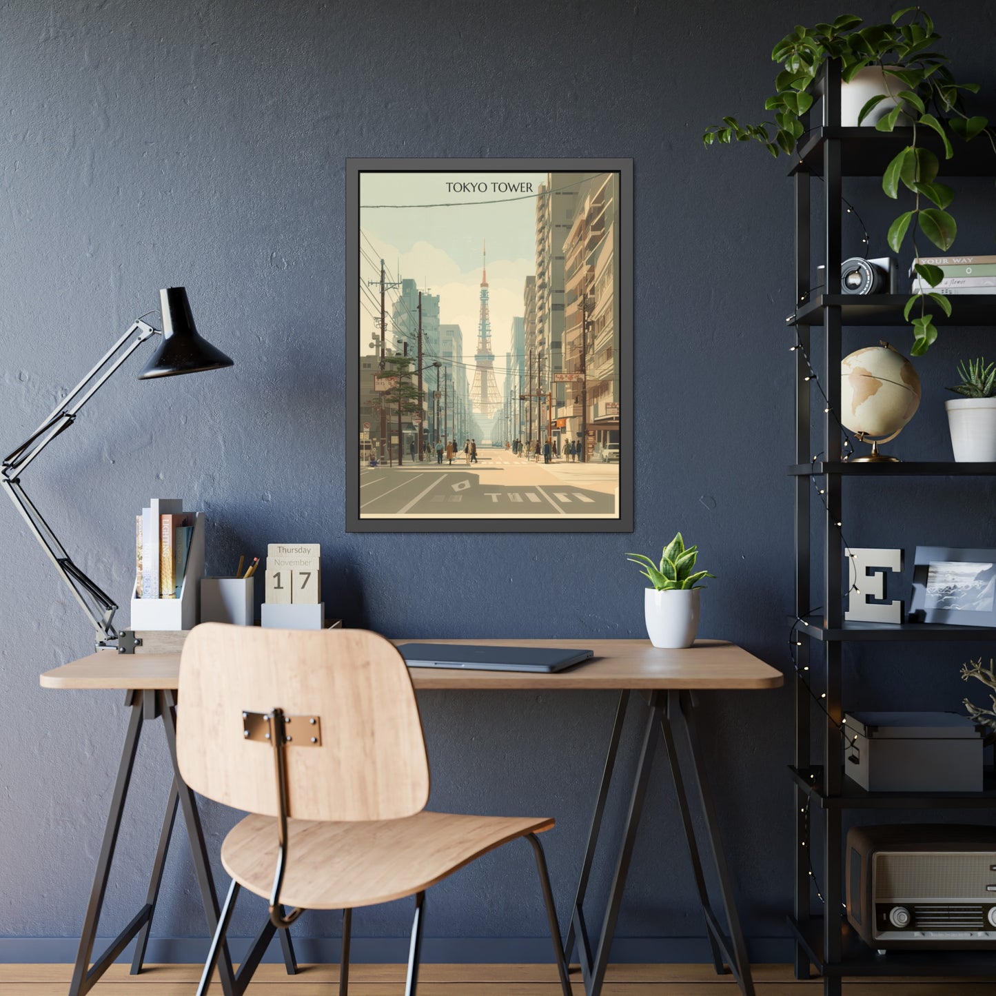 Tokyo Tower Framed Poster — Vintage Cityscape Wall Art