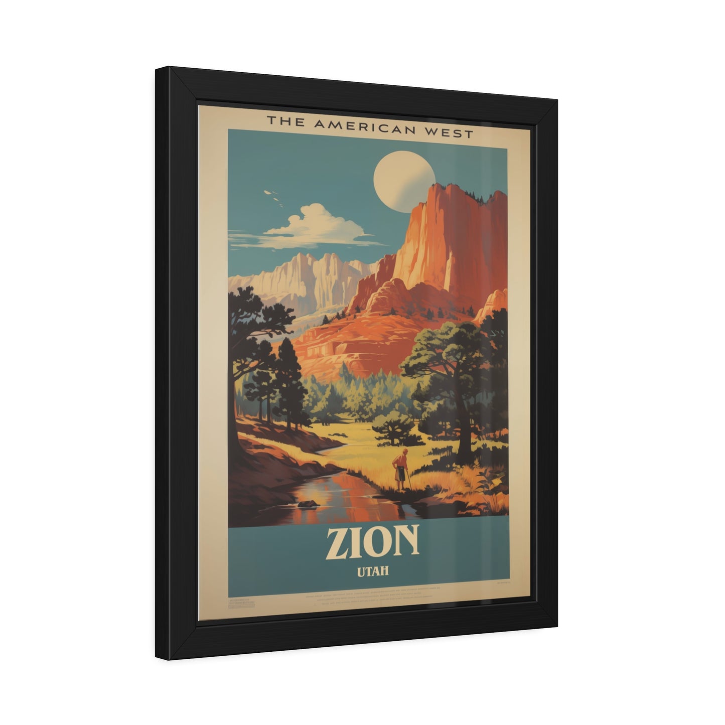 Zion National Park Vintage Travel Poster — Framed Paper Poster